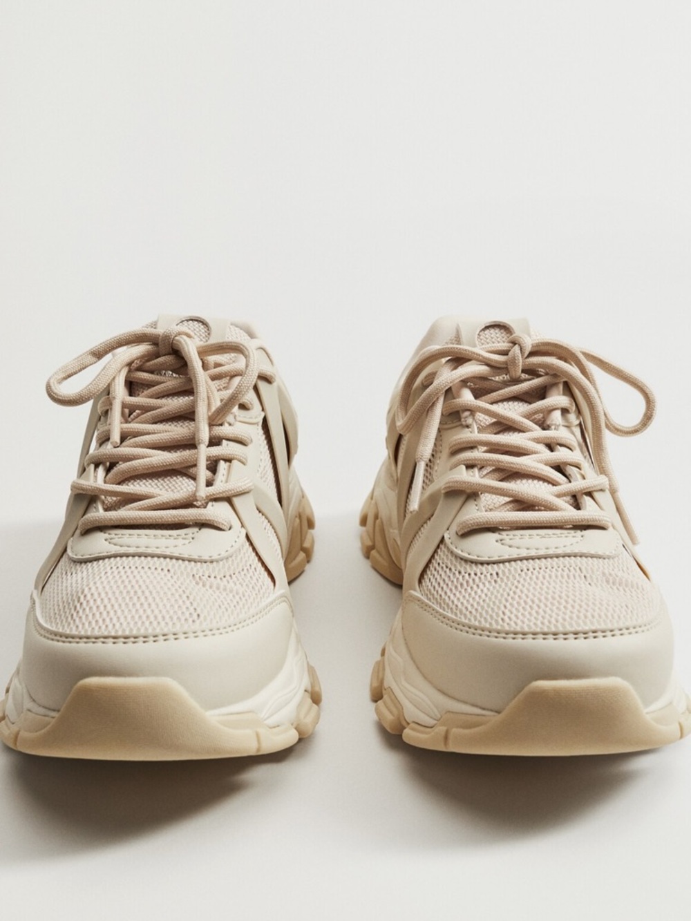 EUC Mango Women's Cream TRACK SOLE SNEAKERS